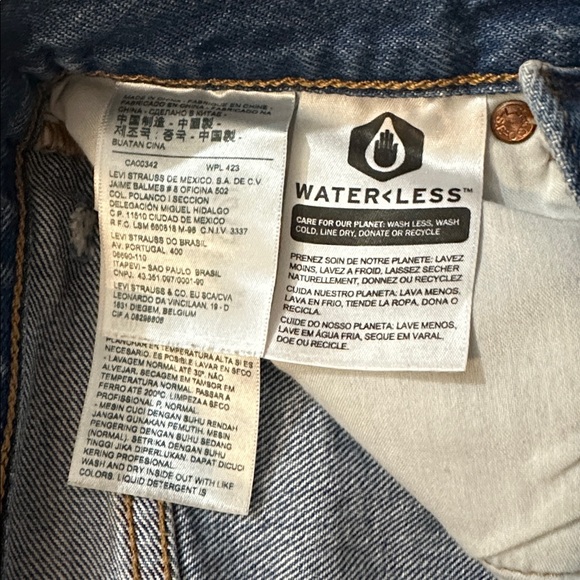 Levi's Like NEW High-rise Distressed Button Zip Fly Blue Mini Skirt - Picture 11 of 13